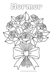 Gratis färgläggning Blommor Ros Bukett