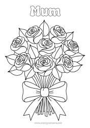 Free colouring Flowers Rose Bunch