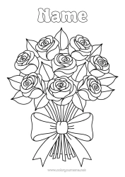 Free colouring Flowers Rose Bunch
