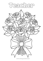Free coloring Flowers Rose Bouquet
