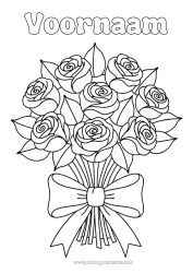Gratis kleurplaat Bloemen Roos Boeket