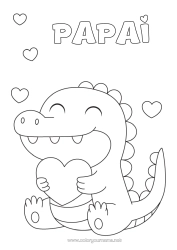 Desenho grátis Coração Kawaii Dinossauros Crocodilo Animal Répteis