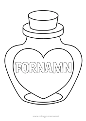 Gratis färgläggning Hjärta Jag älskar dig. Stort hjärta Lätta målarbilder Flaska