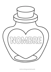 Colorear para personalizar Corazón Te amo Gran corazón Dibujos fáciles para colorear Botella