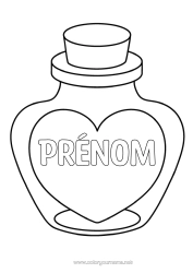 Coloriage à personnaliser Coeur Je t'aime Grand coeur Coloriages faciles Bouteille
