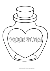 Kleurplaat aanpassen Hart Ik hou van jou Groot hart Eenvoudige kleurplaten Fles