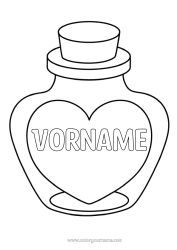 Malvorlage anpassen Herz Ich liebe dich Großes Herz Einfache Ausmalbilder Flasche