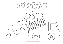 Colorear para personalizar Corazón Te amo Camión Camiones y vehículos utilitarios Camión volquete