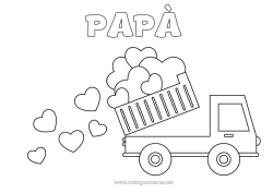 Colorazione gratuita Cuore Ti amo Camion Veicoli Camion e veicoli commerciali Camion ribaltabile