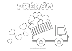 Coloriage à personnaliser Coeur Je t'aime Camion Camions et véhicules utilitaires Camion-benne