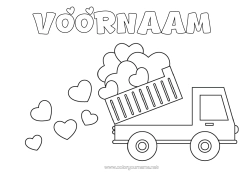 Kleurplaat aanpassen Hart Ik hou van jou Vrachtwagen Vrachtwagens en bedrijfsvoertuigen Kiepwagen