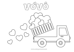 Desenho grátis Coração Eu te amo Caminhão Veículos Camions et véhicules utilitaires Caminhão basculante