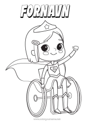 Farvelægningssiden tilpasning Kostume Pige Helt Rullestol