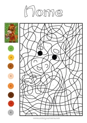 Colorare per personalizzare Cavallo Colorare per numeri Attività per Bambini Capodanno cinese Animali da fattoria