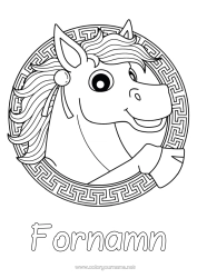 Färgläggningssida att anpassa Häst Zentangle Gårdsdjur