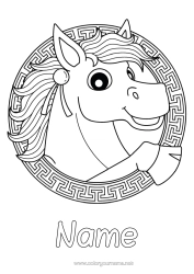 Colouring to customise Horse Animal Zentangle Farm Animals