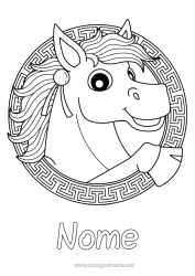 Colorare per personalizzare Cavallo Zentangle Animali da fattoria