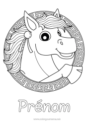 Coloriage à personnaliser Cheval Zentangle Animaux de la ferme