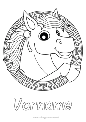 Malvorlage anpassen Pferd Zentangle Bauernhoftiere