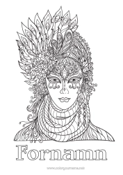 Färgläggningssida att anpassa Utklädnad Mask Komplexa målarbilder