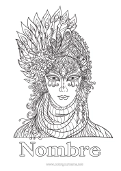 Colorear para personalizar Disfraz Careta Dibujos complejos para colorear