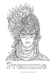 Pagină de colorat personalizată Costum de carnaval Mască Desene de colorat complexe