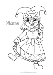 Colouring to customise Disguise Girl Carnival Harlequin