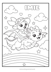 Kolorowanka do personalizacji Smok Tęcza Smoki, jednorożce i fantastyczne zwierzęta