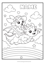 Colouring to customise Dragon Animal Rainbow Dragons, Unicorns, And Fantastical Creatures