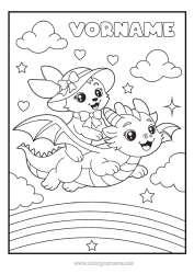 Malvorlage anpassen Drache Regenbogen Drachen, Einhörner und fantastische Tiere