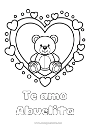 Colorear gratis Llevar Corazón Kawaii Te amo Osito Gran corazón Mensaje 