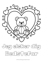 Gratis farvelægning Bjørn Hjerte Kawaii Jeg elsker dig. Bjørneunge Stort hjerte
