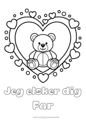 Gratis farvelægning Bjørn Hjerte Kawaii Jeg elsker dig. Bjørneunge Stort hjerte 