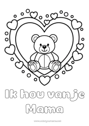 Gratis kleurplaat Beer Hart Kawaii Ik hou van jou Knuffelbeer Groot hart 