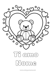 Colorare per personalizzare Orso Cuore Kawaii Ti amo Orsetto Grande cuore