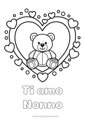 Colorazione gratuita Orso Cuore Kawaii Ti amo Orsetto Grande cuore 