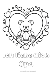 Kostenlose Malvorlage Bär Herz Kawaii Ich liebe dich Teddybär Großes Herz
