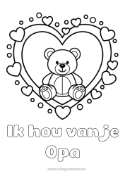 Gratis kleurplaat Beer Hart Kawaii Ik hou van jou Knuffelbeer Groot hart