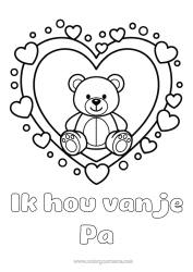 Gratis kleurplaat Beer Hart Kawaii Ik hou van jou Knuffelbeer Groot hart 