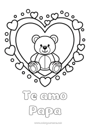 Colorear gratis Llevar Corazón Kawaii Te amo Osito Gran corazón Mensaje