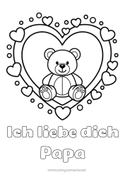Kostenlose Malvorlage Bär Herz Kawaii Ich liebe dich Teddybär Großes Herz 