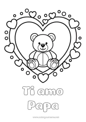 Colorazione gratuita Orso Cuore Kawaii Ti amo Orsetto Grande cuore