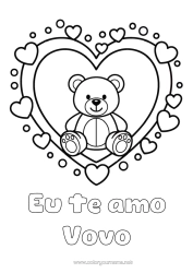 Desenho grátis Urso Coração Kawaii Eu te amo Filhote de urso Grande coração Mensagem de 