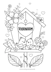 Kleurplaat aanpassen Bloemen Hart Vogel Vogels en vliegende zoogdieren Casetta per uccelli