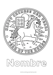 Colorear para personalizar Caballo Año Nuevo chino Animales de granja Monedas 2026