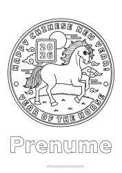 Pagină de colorat personalizată Cal Anul Nou Chinezesc Animale De Fermă Piese 2026