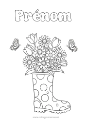 Coloriage à personnaliser Fleurs Papillon Insectes Bottes