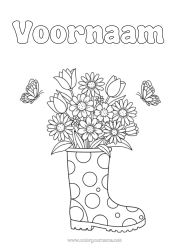 Gratis kleurplaat Bloemen Vlinder Insecten Laarzen