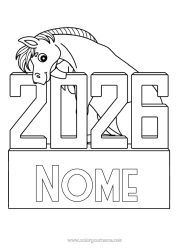 Desenho grátis Cavalo Ano Novo Chinês Animais de fazenda 2026