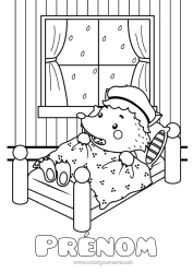 Coloriage gratuit Lit Petit chaperon rouge Loup garou Contes pour Enfants